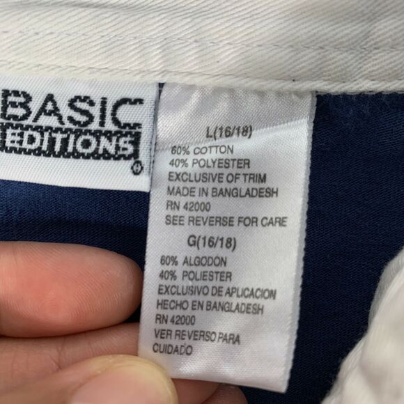 Basic Edition Boys Youth Polo Long Sleeve Shirt Size Large Striped Collared - Picture 7 of 9